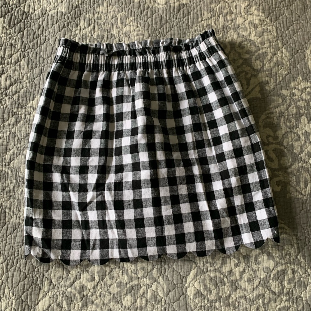 J.Crew Factory Gingham Scalloped Sidewalk Skirt